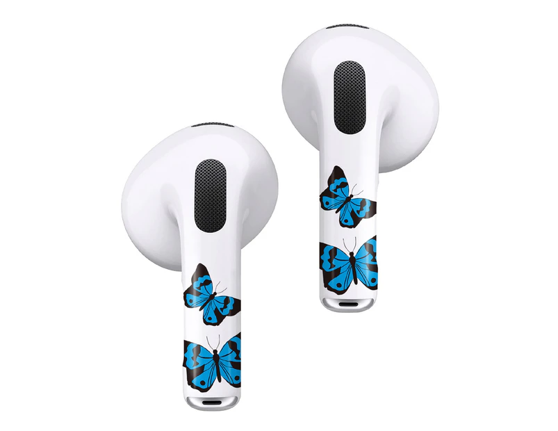 RockMax AirPods 3 Skin Wrap, Genuine RockMax Air Pods Art Skin Wrap Edges Sticker for Apple - Blue Butterfly