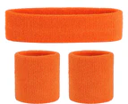 Sweatband Set Sports Headband Wristband Set Sweatbands Terry Cloth Wristband Wrist Headbands Moisture Wicking Sweat Absorbing Head Band Orange