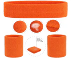 Sweatband Set Sports Headband Wristband Set Sweatbands Terry Cloth Wristband Wrist Headbands Moisture Wicking Sweat Absorbing Head Band Orange