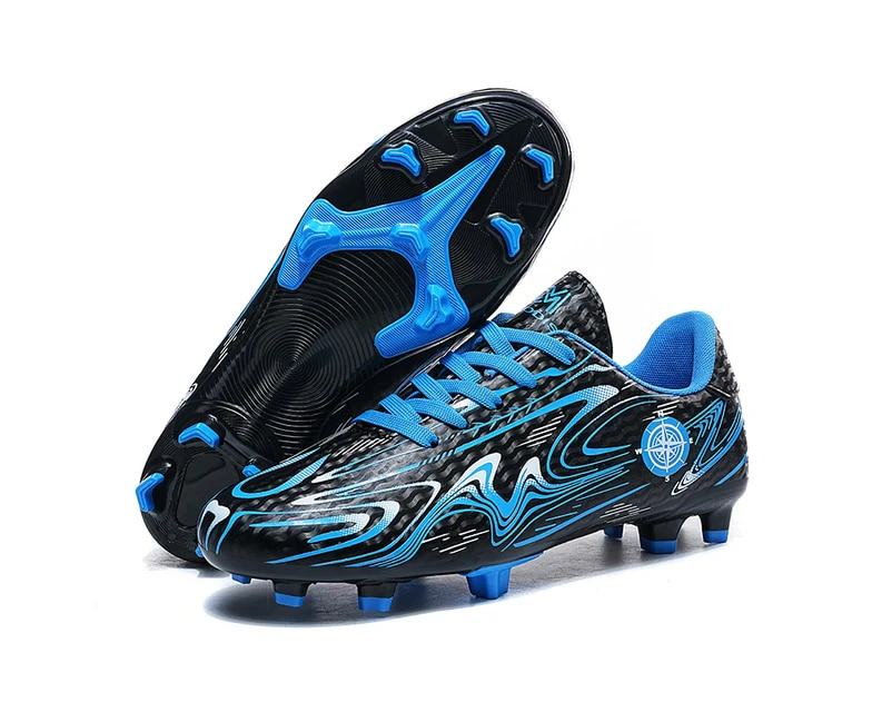 Soccer Boot For Man Breathable Society Soccer Cleats Ag Tf Teenagers Outdoor Football Shoes - Blue