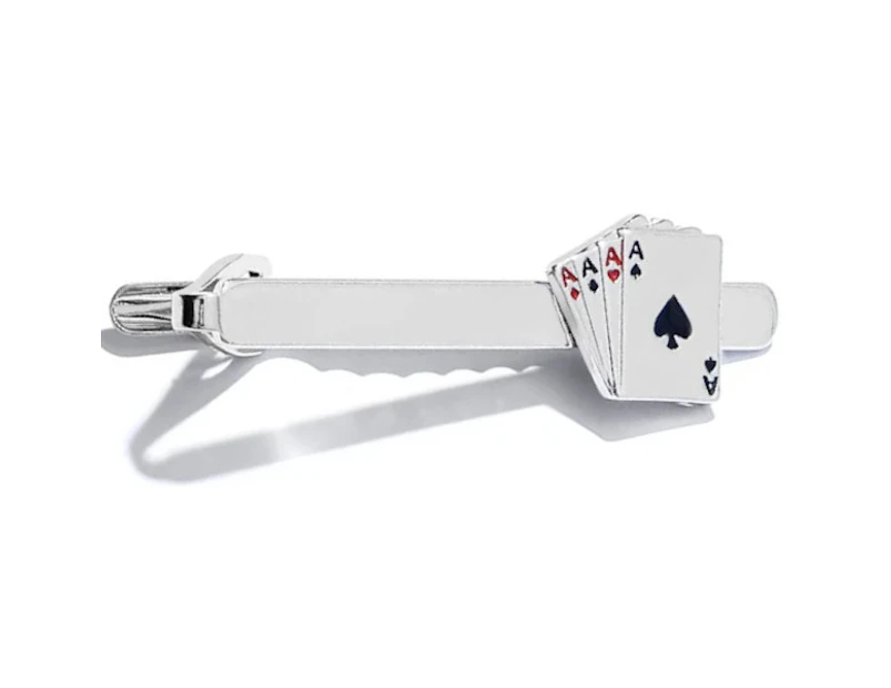 Tie Pin Bar Clip Four Aces Poker Cards Novelty Mens Gift Formal Business Shirt