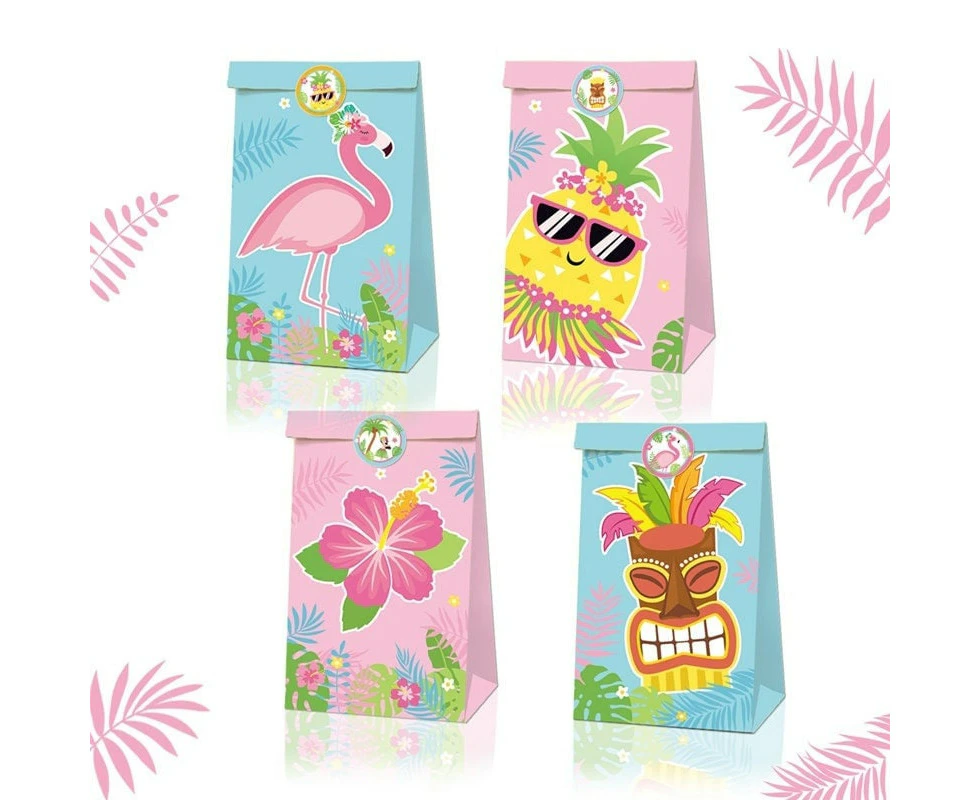 12pcs Tropical Flamingo Party Loot Bags | 18pcs Stickers | Summer Swimming Pool Theme Party Favour Bags