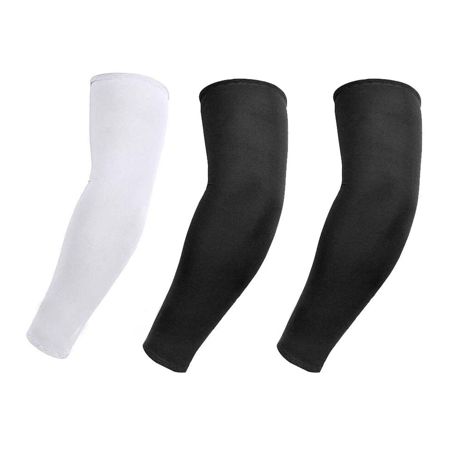 3 Pairs Cooling Sport Arm Stretch Sleeves Sun UV Protection Covers Cycling Golf - Black 2 + White 1