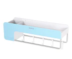 Bathroom Kitchen Storage Organizer Shelf Rack With 5 Towel Hooks-Blue