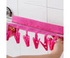 Portable Clothes Clip Rack Multifunction Bathroom Travel Foldable Hanging Towel Clips-Watermelon Red