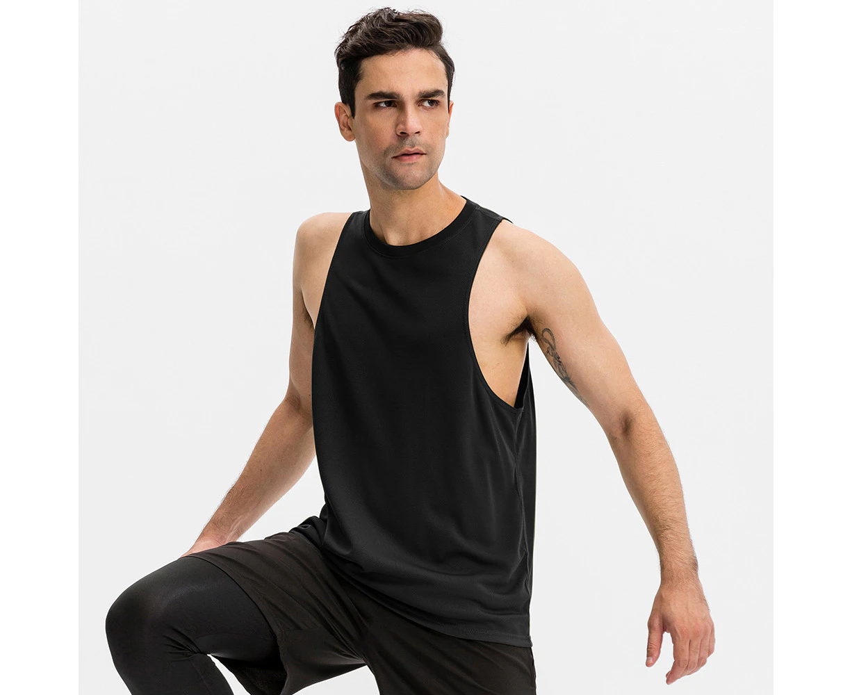 Mens'Workout Tank Tops Sleeveless Muscle Shirts Quick Dry Sports Tank Tops for Men-Black