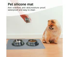 Silicone Pet Feeding Food Mat Dog Cat Placemat with Raised Edge, Anti-Slip Waterproof Pet Bowl Mats-gray