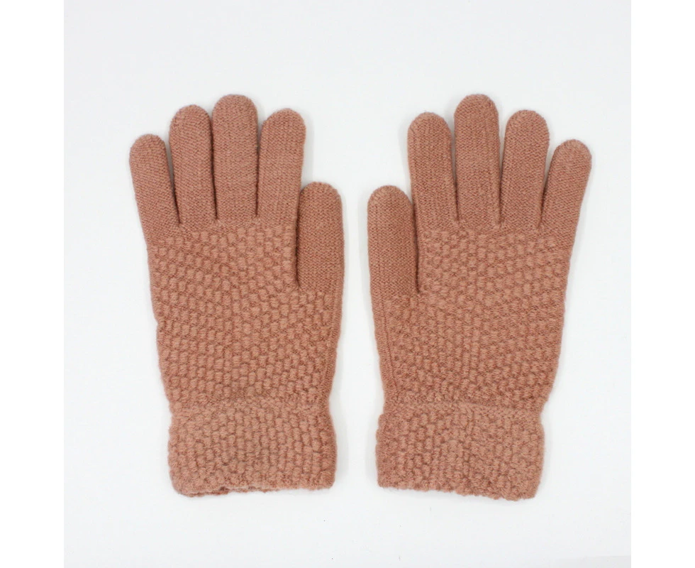 FIL Womens Thermal Warm Knitted Gloves Fingerless A - Peach