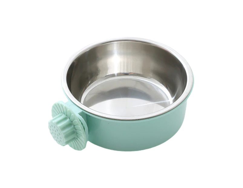 ishuif Corrugated Anti-Spill Hanging 2-in-1 Pet Bowl Set Detachable Space-Saving Siphon Principle Pet Accessory-Green S