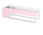 Bathroom Kitchen Storage Organizer Shelf Rack With 5 Towel Hooks-Pink