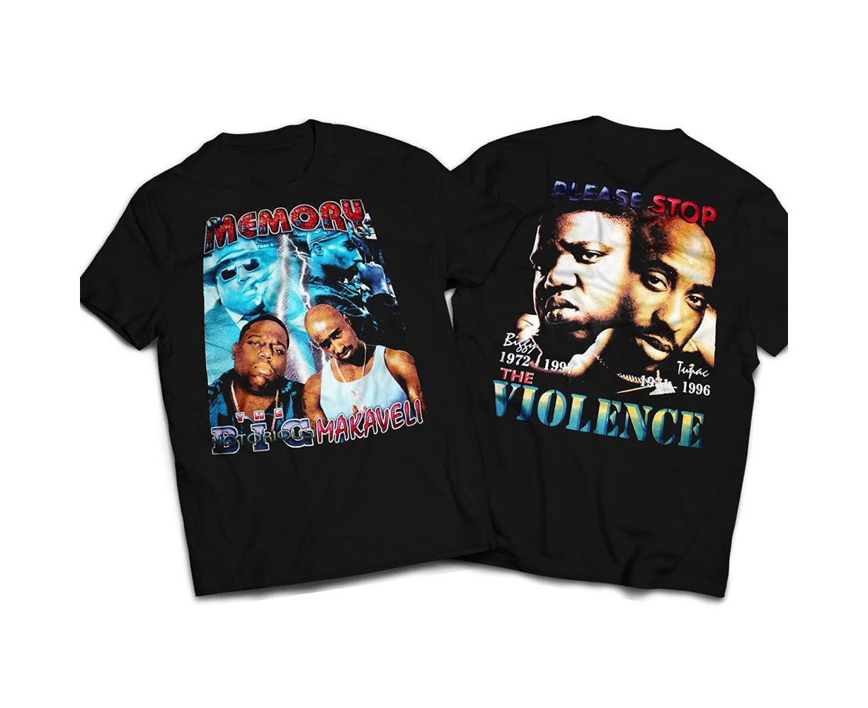 2pac and Biggie Stop The Violence Rap T-shirt - Black