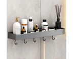 Wall Mounted Storage Shelves For Bathroom Space Aluminium Shower Storage Rack Bathroom Floating Shelf Gray 30Cm Singler Layer With Hook