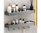 Wall Mounted Storage Shelves For Bathroom Space Aluminium Shower Storage Rack Bathroom Floating Shelf Gray 30Cm Singler Layer With Hook