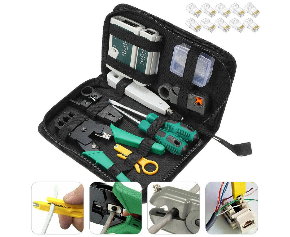 Analyzer Network Cable Tool Kit LAN Crimper Down Wire Stripper Cat5 6 RJ45 BAG