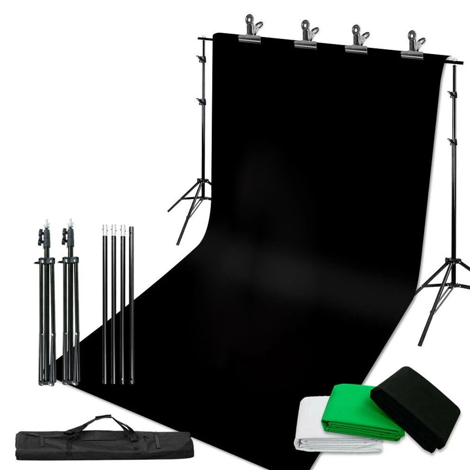 2X3M Larger Backdrop ChromaKey Green Screen Black White Background Stand KIT+BAG