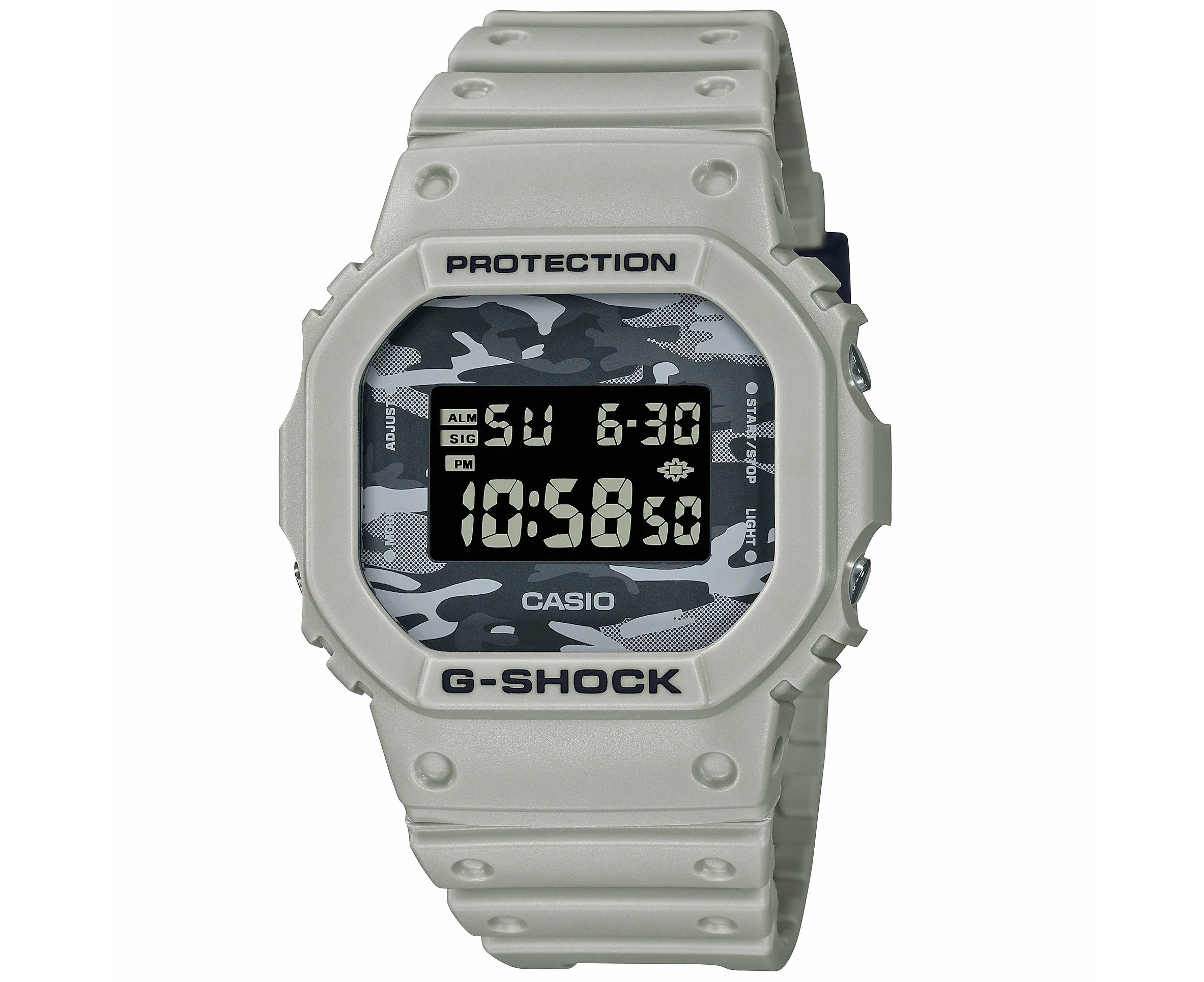 G Shock Light Grey Camo Reverse LCD Boys/Men's Digital Sports Watch DW 5600CA 8