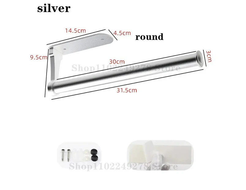 Self Adhesive Wall Toilet Paper Roll Holder Aluminum alloy Toilet Paper Holder Kitchen Bathroom Stick Wall Tissue Towel Racksilver-A-31.5cm
