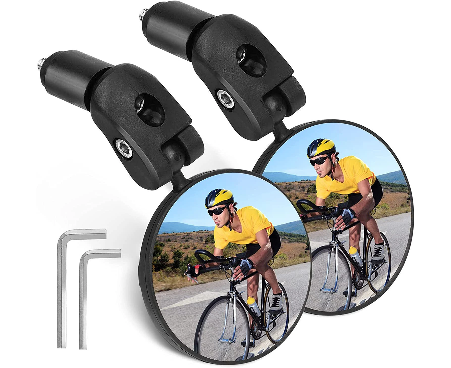 Bike Mirror,Bike Rearview Mirror 360° Adjustable Convex Mirror，2pcs Bike Rear View Mirrors Adjustable Rotatable Handlebar