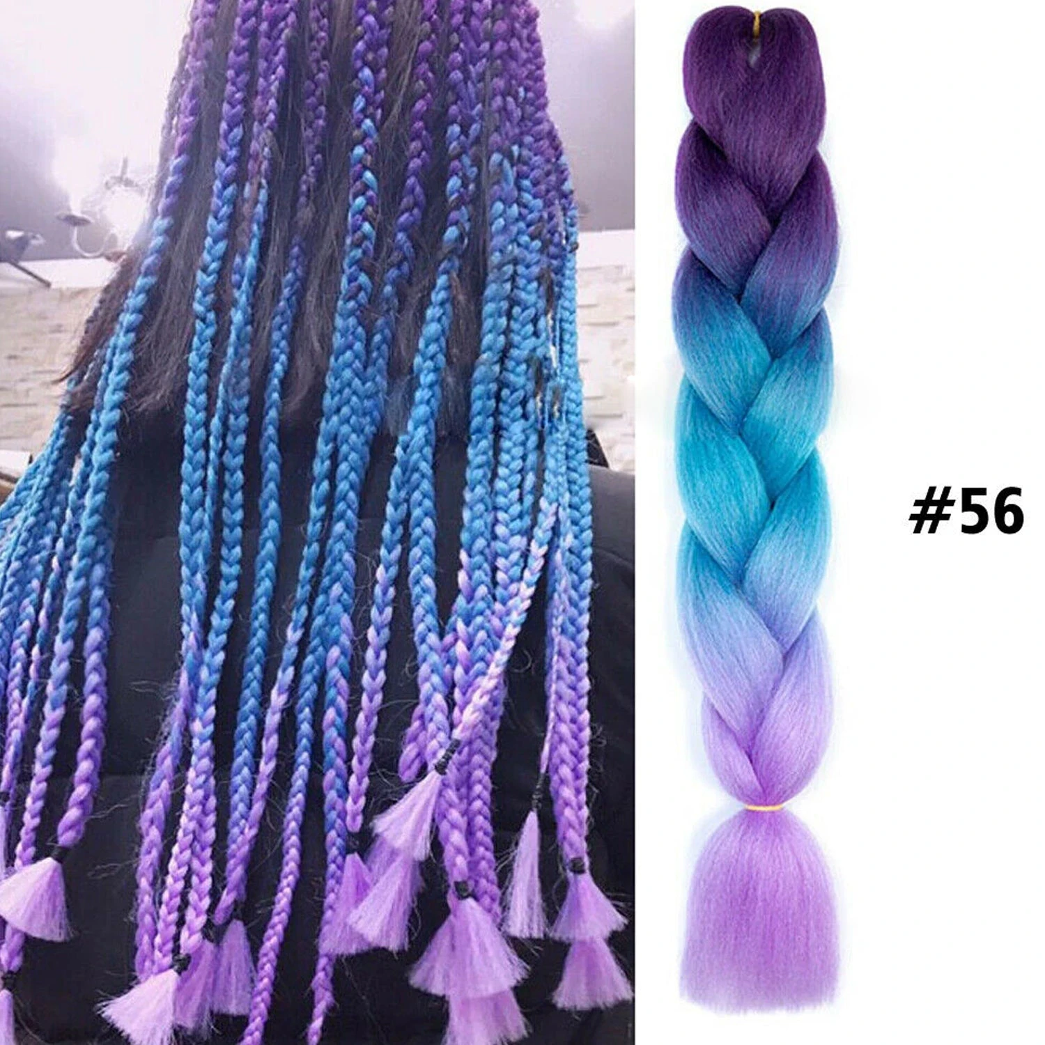 Colored Crochet Hair Extensions Kanekalon Hair Synthetic Braids Jumbo Braiding - #56