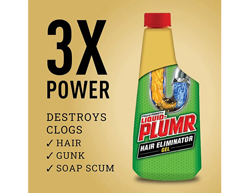 Liquid-Plumr Drain Clog Destroyer Plus+ Hair Clog Eliminator, 473 milliliters