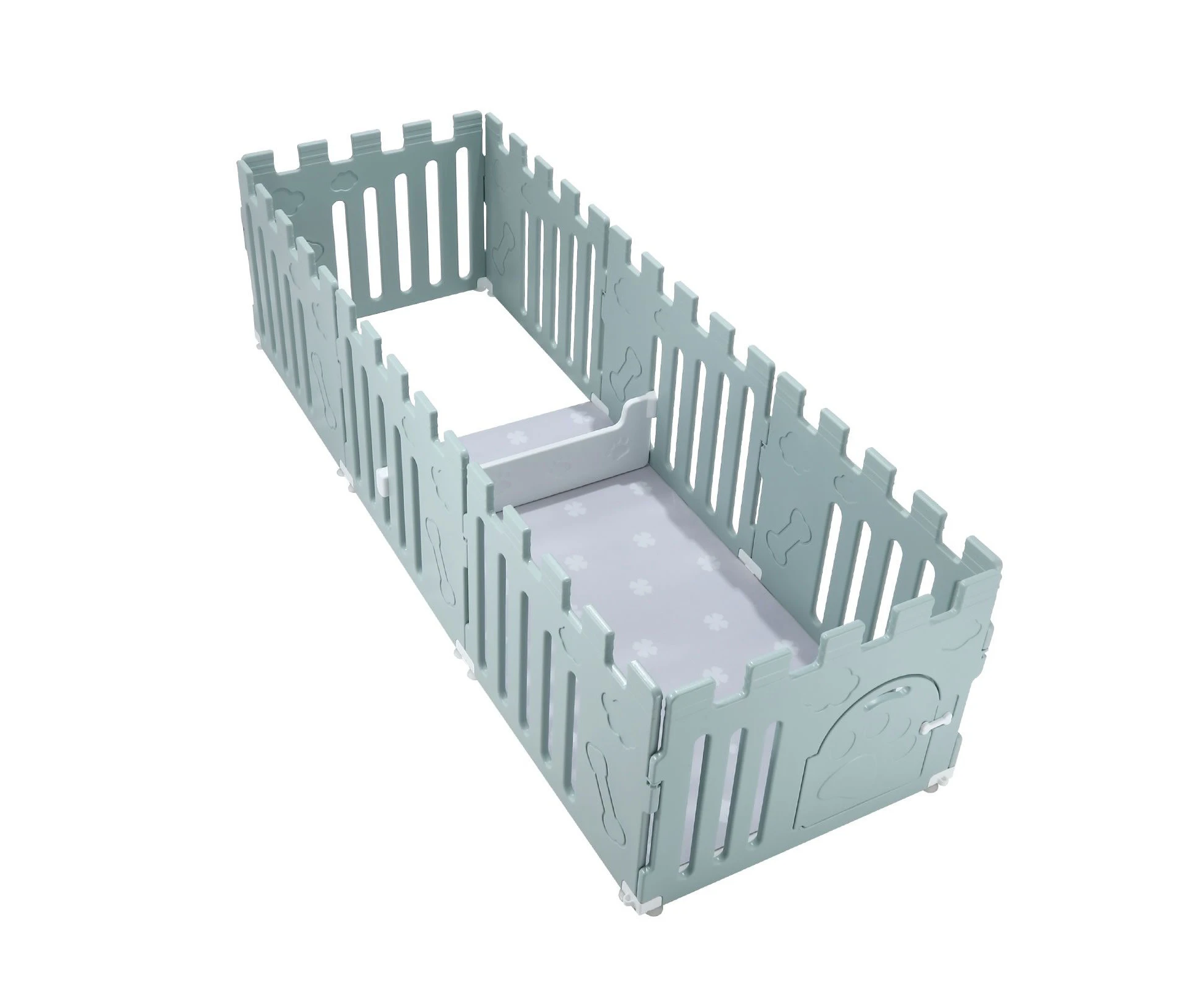 Dog Cat Pet Kennel Fence Cage Enclosure Playpen Crate Safety Gate Whelping Box Barrier Puppy Kitten Furniture 8 Panels 2 in 1 Green