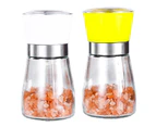 Stainless Steel Salt & Pepper Grinders Refillable Set - Salt / Spice Shakers with Adjustable Coarse Mills - Easy Clean-1pcs white+1pcs yellow