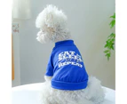 ishuif Dog Clothes Summer Outdoor Breathable Pet T-Shirt Letter Printing Traveling Dog Comfortable Pullover Shirt for Small Pets-Blue L