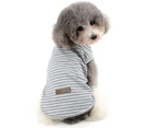 -l-Pet Spring Summer Dog Grey Stripe Vest Pet Short Sleeve Dog Clothes