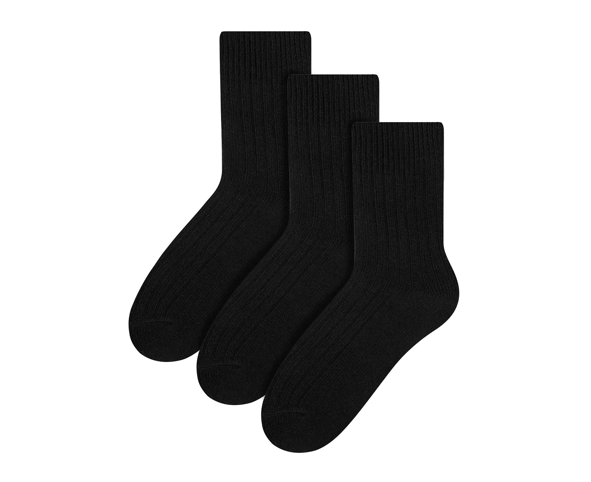 3 Pairs Multipack Womens Wool Dress Socks | Steven | Ladies Breathable Cushioned Hiking/Trekking Warm Socks - Black - Black