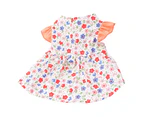 Cute Flower Print Pet Dress Flutter Sleeve with Leash Ring Anti-shedding Breathable Soft Dog Cat Summer Princesses Dress for Pet Outdoor Outfit-Orange XL