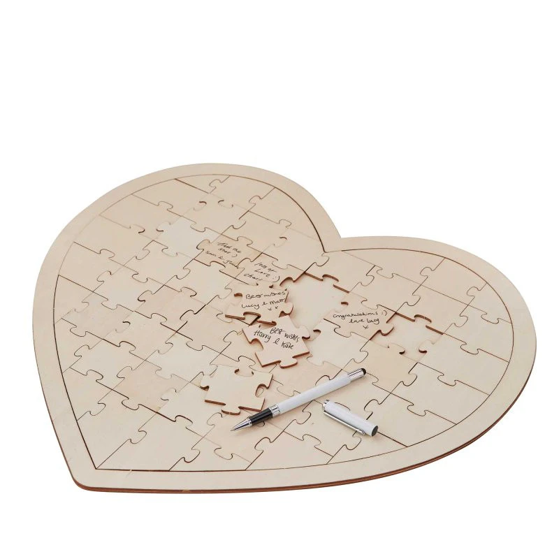 Wedding Guest Book Alternative Wooden Heart Jigsaw Guests To Sign