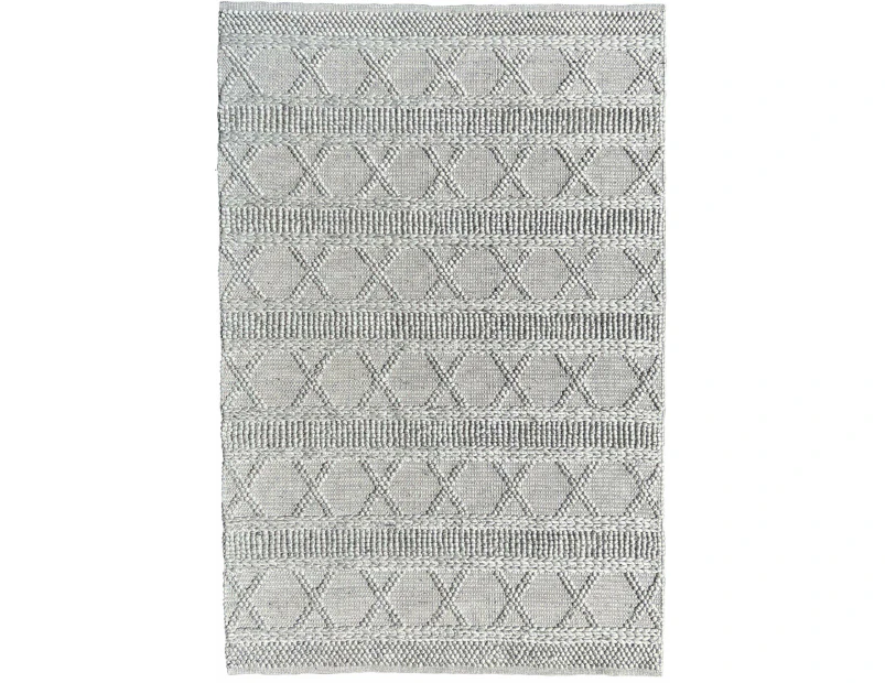 Artist Elegant Tribal Cross Pattern Grey Rug