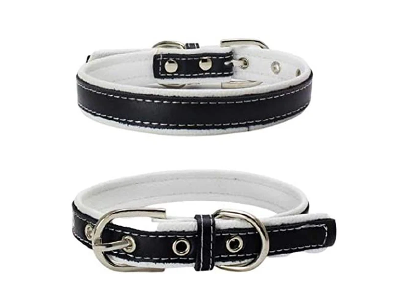 Leather Dog Collar, Padded, Comfortable, Strong for Pups, Small, Medium, Large, X- Large Dog Breeds White XS