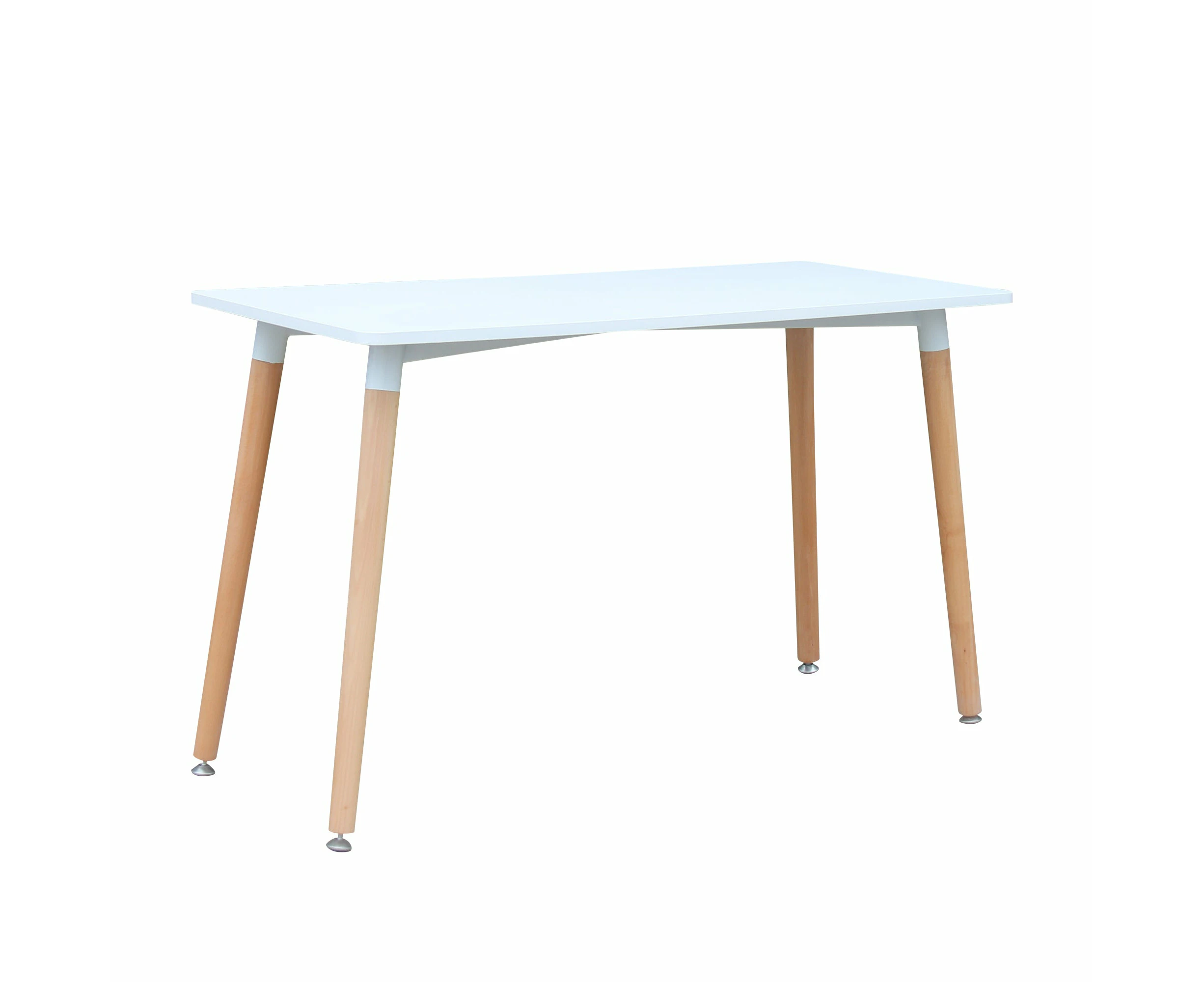 CHOTTO - Hako Rectangle Top Dining Table with Wooden Legs - White - 120cm