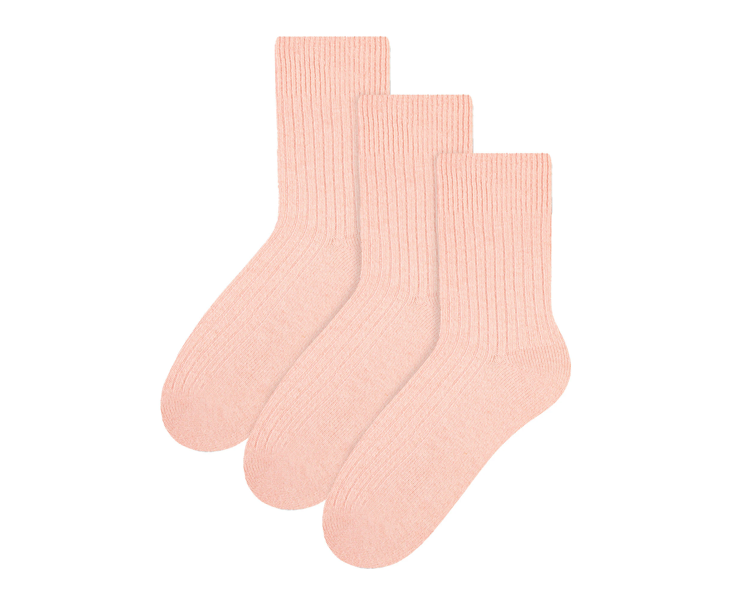 3 Pairs Multipack Womens Wool Dress Socks | Steven | Ladies Breathable Cushioned Hiking/Trekking Warm Socks - Light Pink - Light Pink