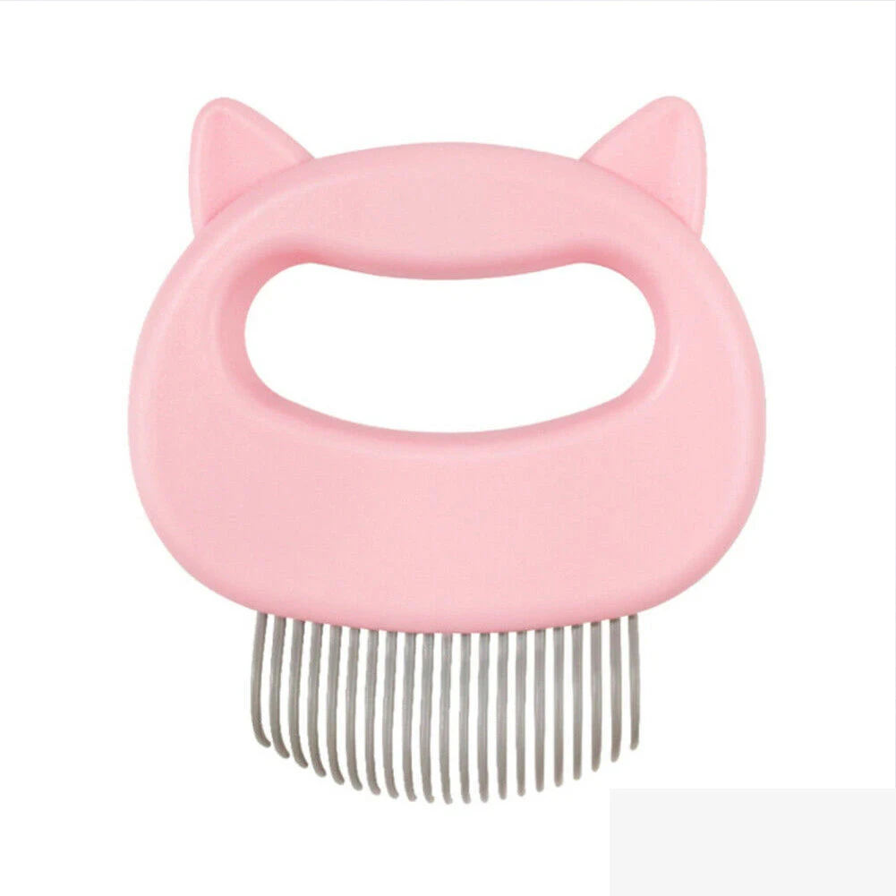 Relaxing Cat Comb Massager Pet Grooming Brush Dog Hair Removal Open Knot - Pink 1PC