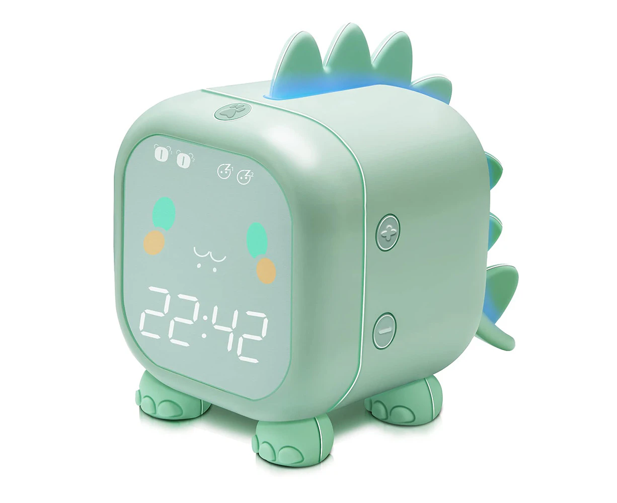 Fun dragon alarm clock, intelligent timekeeping children's electronic clock,green