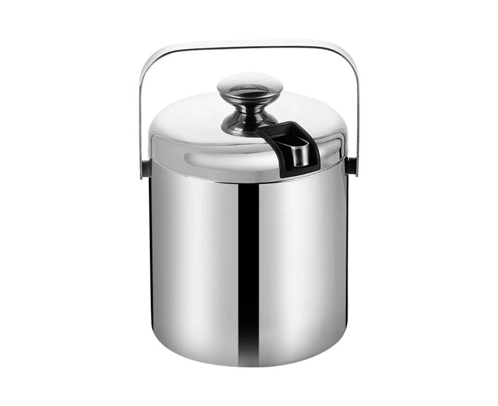 Double-Wall Stainless Steel Insulated Chilling Ice Bucket with Lid Tong Handle