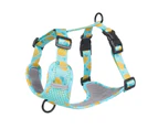 ishuif Chest Harness Reflective Strip with Tow Ring Breathable Outing Traction Polyester Fruit Print Pet Traction Harness for Outdoor-L Lake Blue