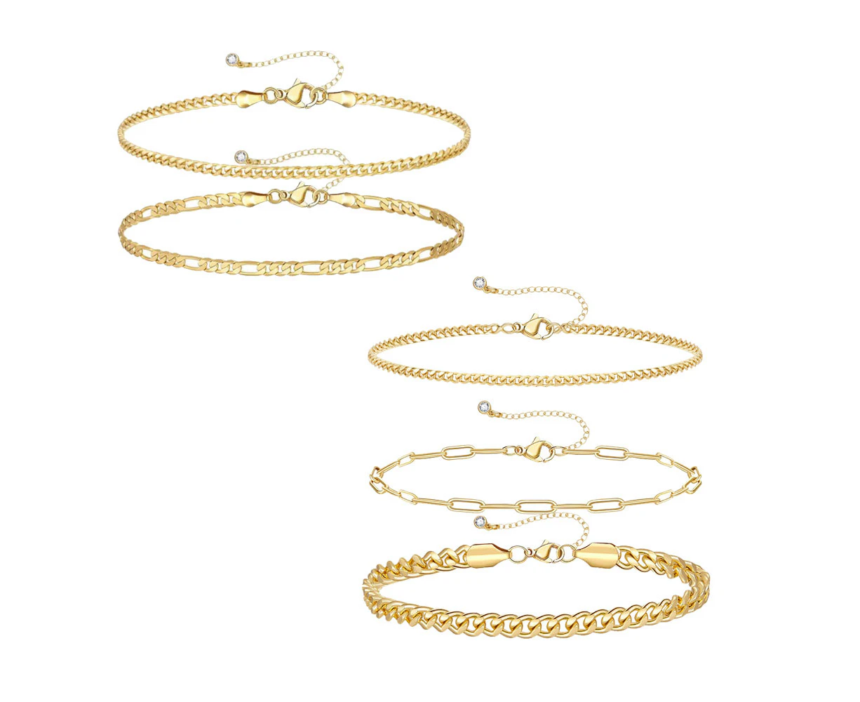 Gold Ankle Bracelets for Women Anklet  Layered Anklet Set Jewelry Gifts for Teen Girls Style 4