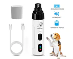Dog Nail Grinders Bass Low Vibration USB Rechargeable Electric Clippers Cat Paws Nail Grooming Trimmer Tools Pet Supplies - White