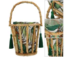 Fashionable Simple Handmade Bamboo Woven Tassels Woman Handbag With Removable Cloth Inner Bagbamboo Tube Bag