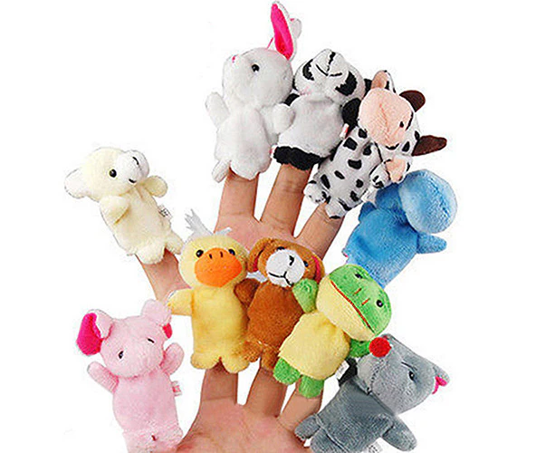 10 Pcs Family Finger Puppets Cloth Doll Baby Educational Hand Cartoon Animal Toy -