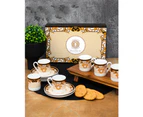 The House of Florence Medusa Luxe Black and Gold 12 Piece 90ml Espresso Cup and Saucer