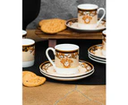 The House of Florence Medusa Luxe Black and Gold 12 Piece 90ml Espresso Cup and Saucer