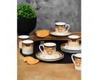 The House of Florence Medusa Luxe Black and Gold 12 Piece 90ml Espresso Cup and Saucer