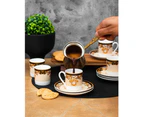 The House of Florence Medusa Luxe Black and Gold 12 Piece 90ml Espresso Cup and Saucer