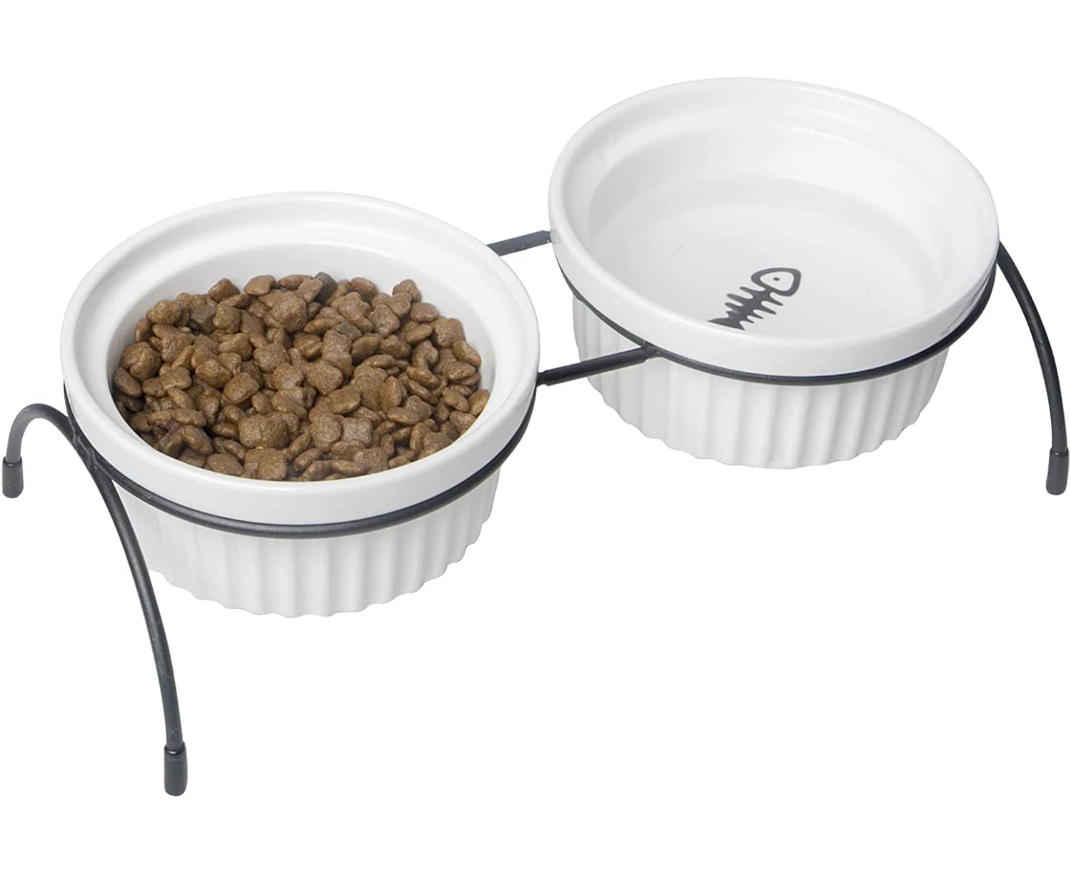 Cat Bowl Elevated,15 Degree Ceramic Tilted Small Dog Bowls with Stand,2 in 1 Cat Raised Food and Water Bowls for Dogs Cats,Neck-Relief,Anti-Vomiting Set