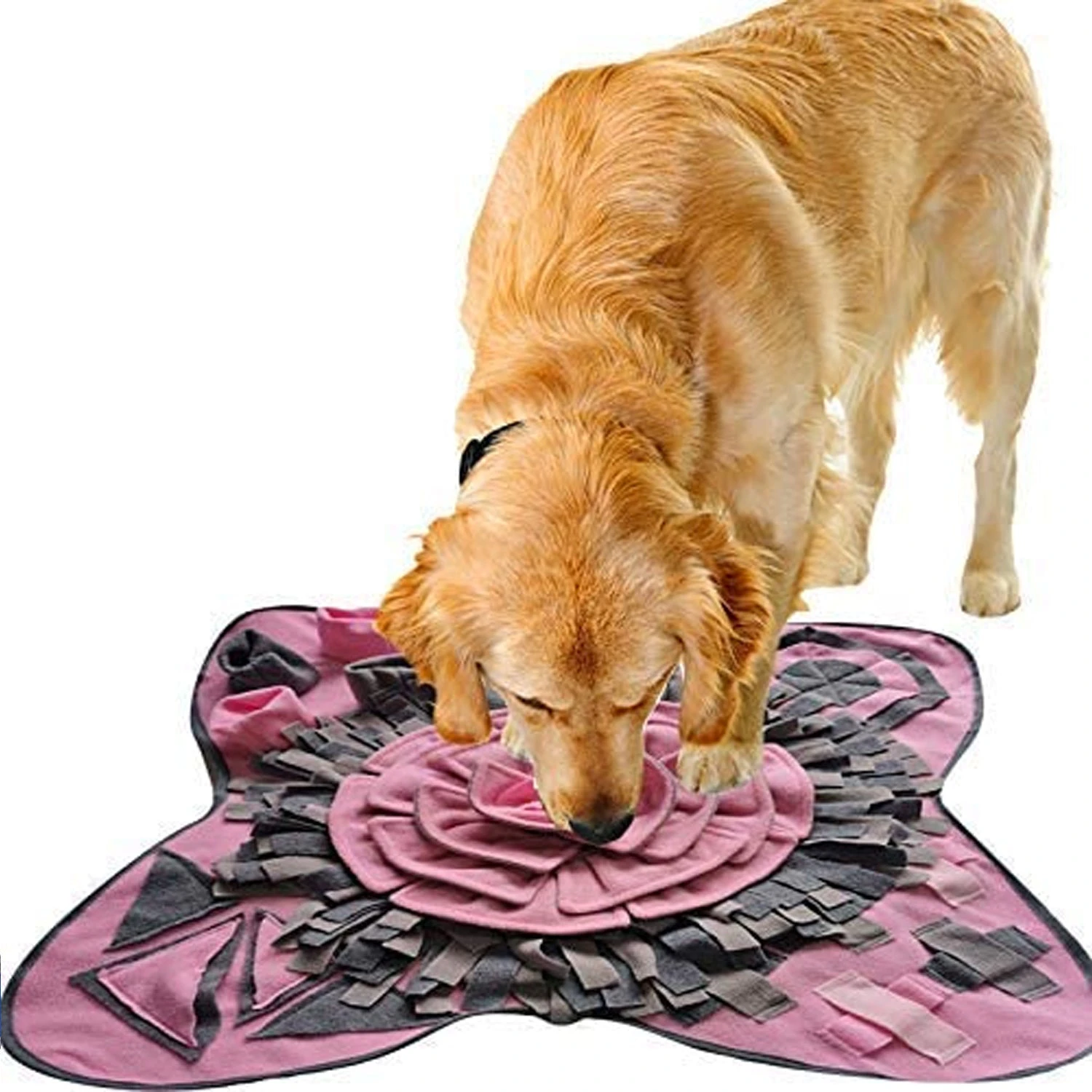 Dog Feeding Mat Puzzle Toys Snuffle Cushion Training Pad Foraging Skill  72 x 71cm Pink Grey