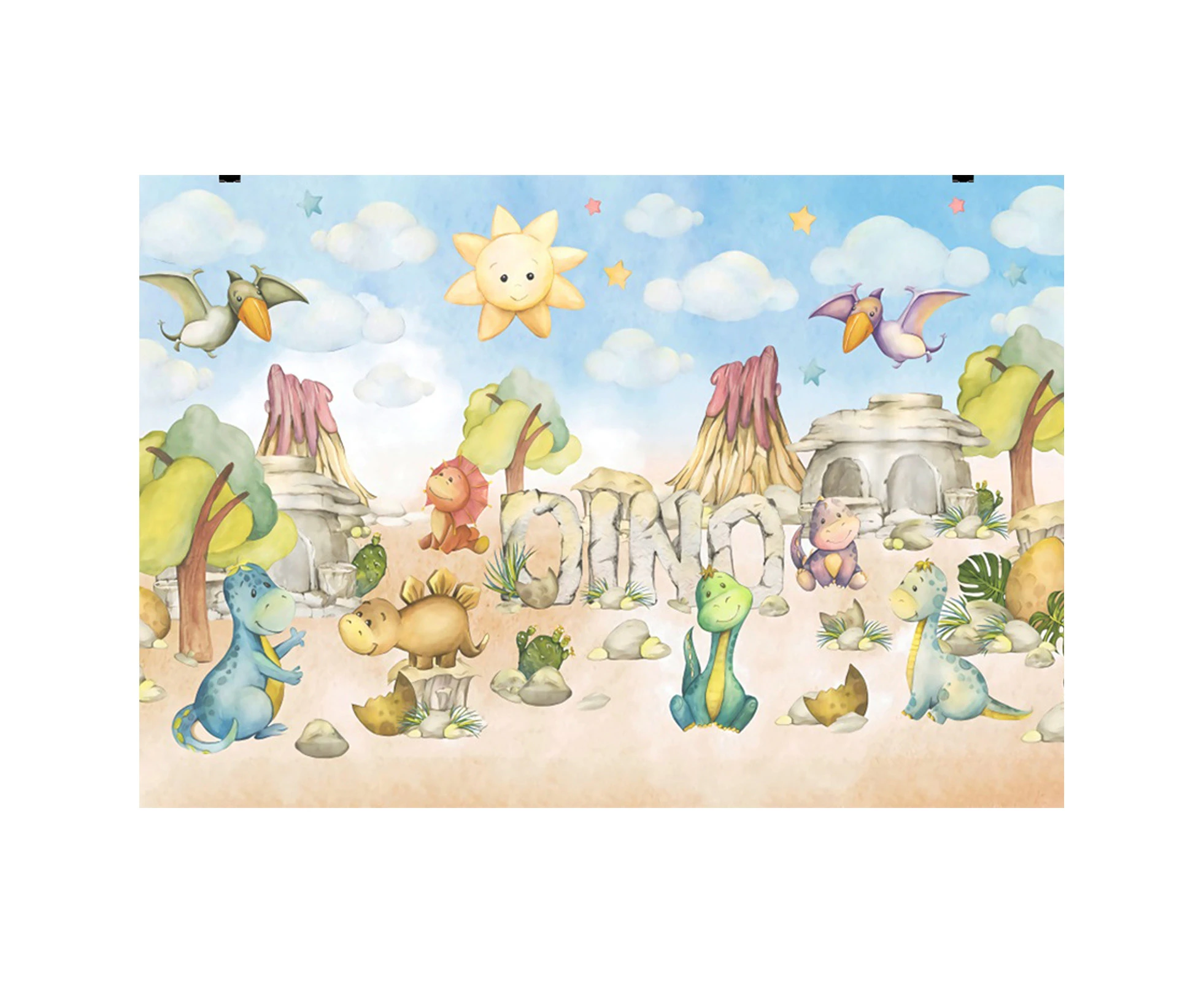 Exquisite Wide Application Backdrop Lightweight 3D Dinosaur Birthday Background Screen for Party  G